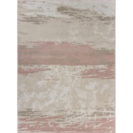 LR RESOURCES LR Resources MEADO81542IVW7995 7 ft. x 9 in. x 9 ft. x 5 in. Abstract Blush Brushstroke Area Rug; Ivory & Blush MEADO81542IVW7995